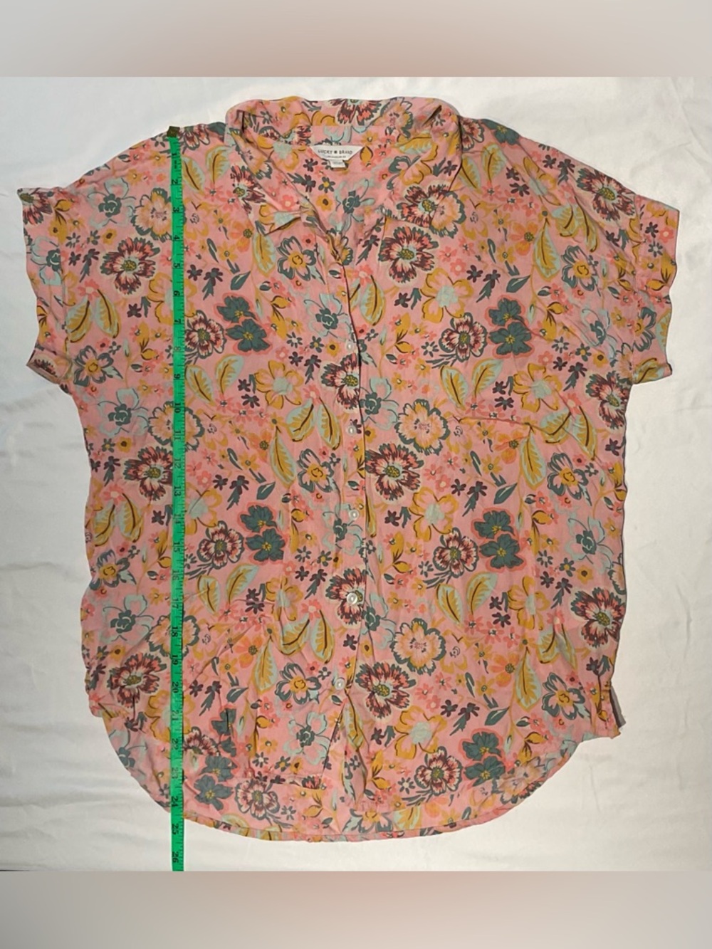 NWOT Lucky Brand 70s Pink Floral Button-Up - Picture 5 of 11